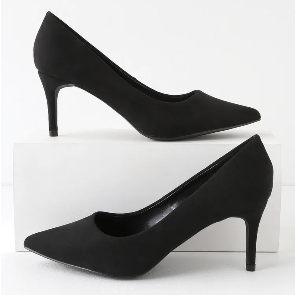 Lulus Cassidy black suede heels